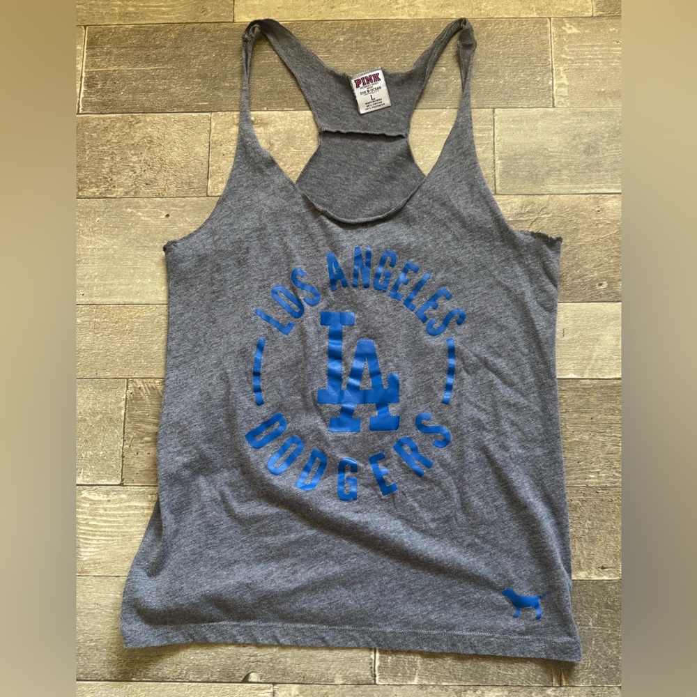 PINK Victoria's Secret Gray Tank Top with Pink Logo Tag